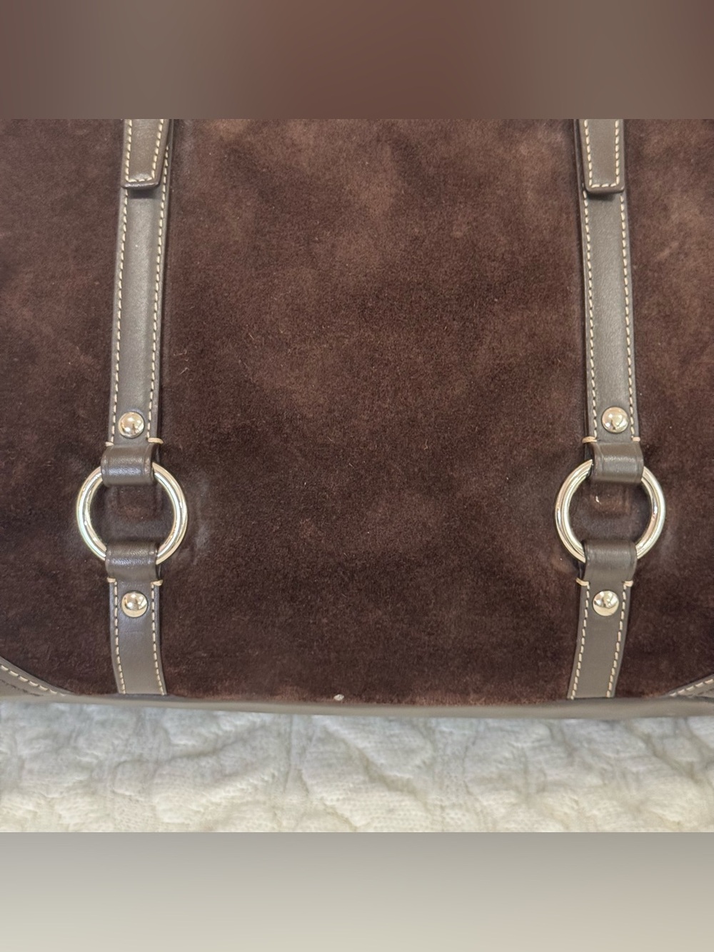 Coach Leatherware Suede Leather Tote Shoulder Bag Brown Large F12635 - Picture 11 of 11